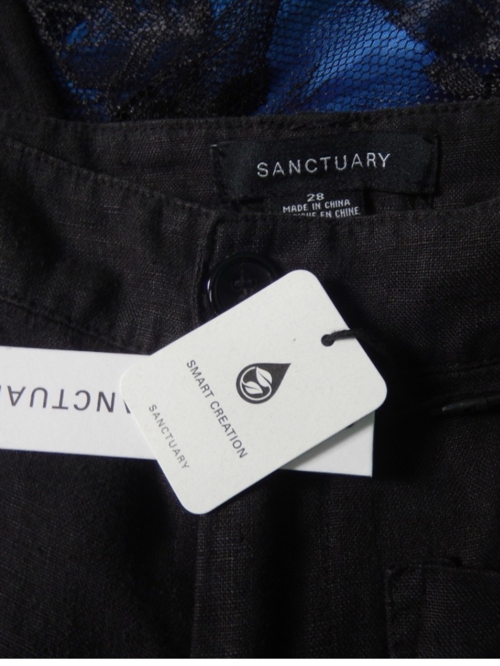 Sanctuary Marine Linen Sailor Black Wide Leg Pants New 28 - Picture 7 of 10